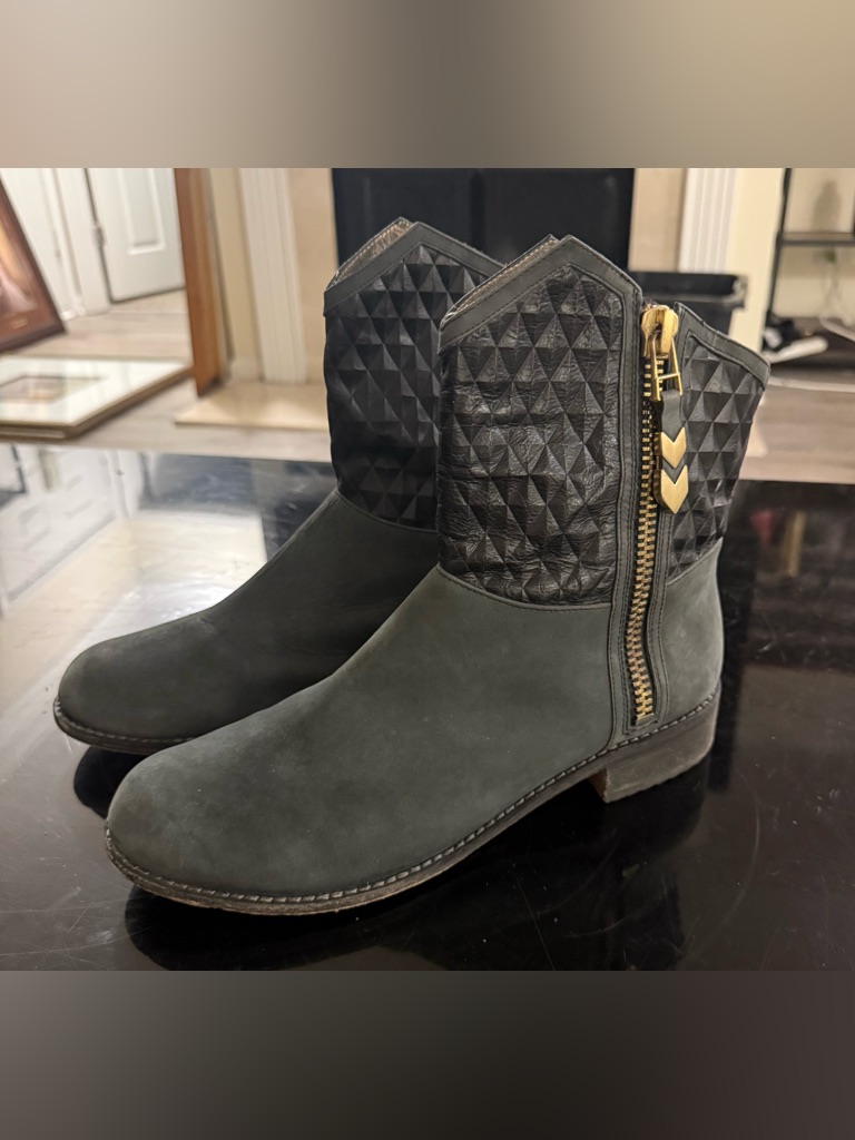 Matt Bernson Highline Gray Suede Stacked Heel Boots Womens 9.5